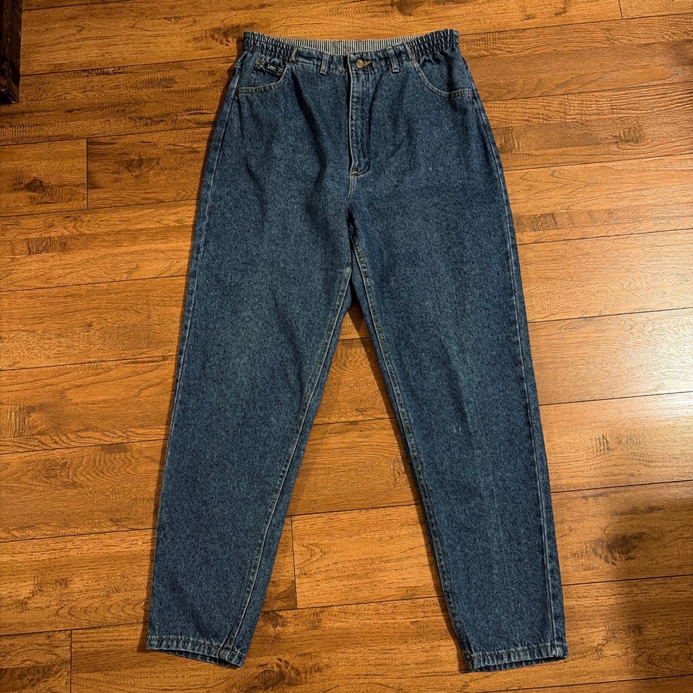Lee Womens High Rise Mom Jeans Tapered Leg Blue Medium Wash 29 Vintage Cotton